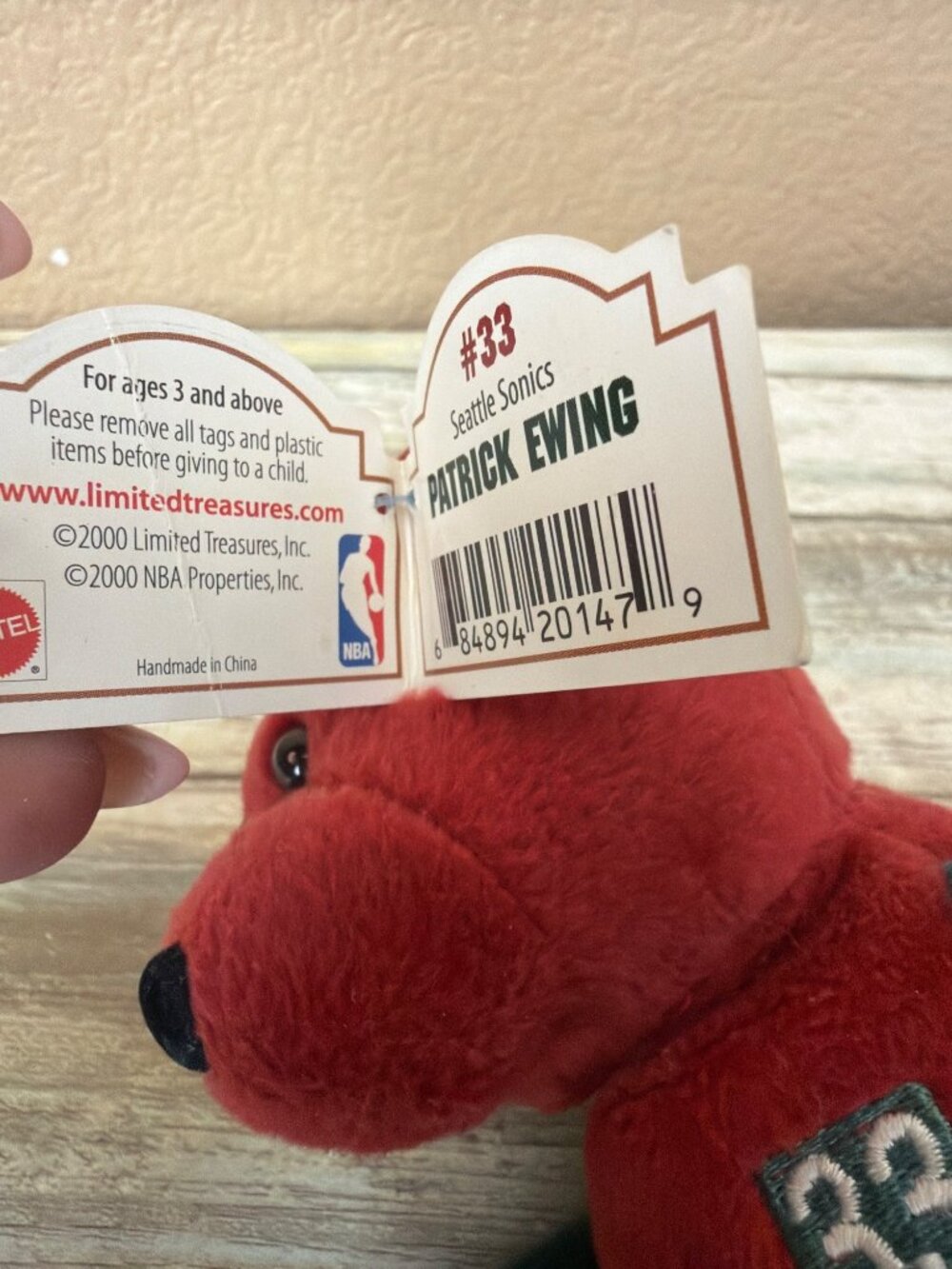 Vintage 2000 Patrick Ewing Seattle Sonics Limited Treasures Pro Bear Plush - Picture 9 of 11